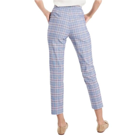 Riley & Rae Blue Plaid Cropped Trouser Pants Straight Leg Stretch 0 NWT - Picture 12 of 12
